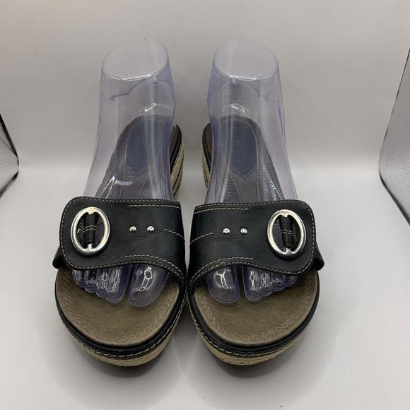 Clarks Artisan Women Black Espadrille Rope Wedge Sandal Shoe Size 7M - Picture 2 of 10